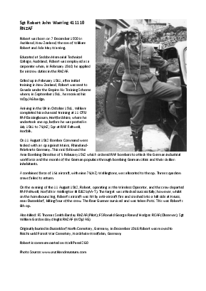 A preview of a PDF biography for Warring, Robert John